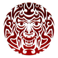 Evil face tribal tattoo ornament PNG illustration with transparent background