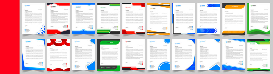 corporate letterhead design template set with yellow, blue, green and red color. creative modern letter head design bundle template for your project. letterhead, letter head.
