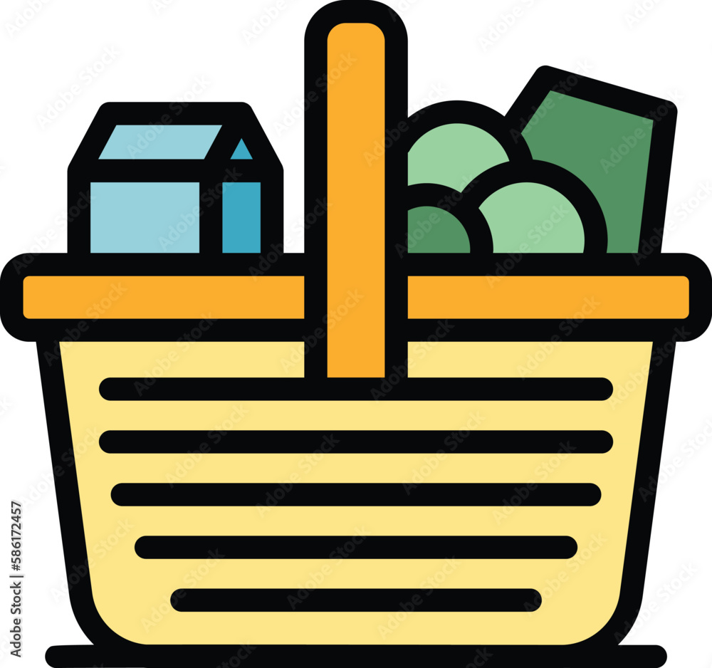 Poster spring picnic basket icon. outline spring picnic basket vector icon for web design isolated on white