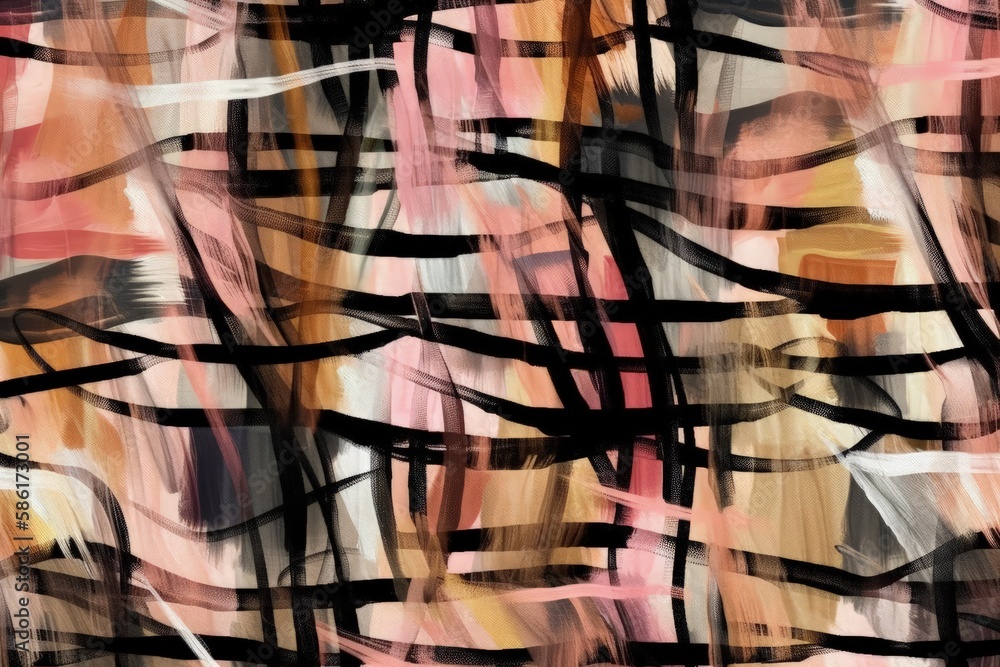 Poster abstract painting with colorful lines and shapes created with generative ai technology