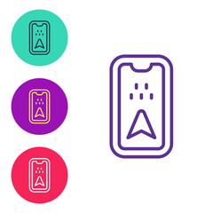 Set line Infographic of city map navigation icon isolated on white background. Mobile App Interface concept design. Geolacation concept. Set icons colorful. Vector