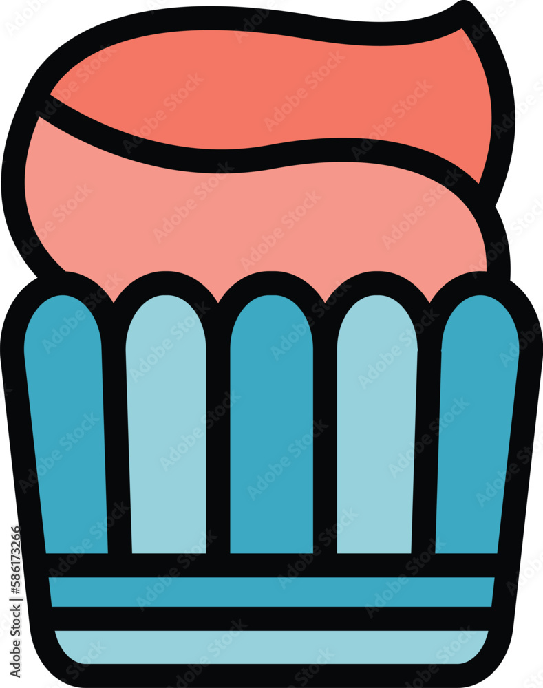 Aufkleber cupcake icon. outline cupcake vector icon for web design isolated on white background color flat