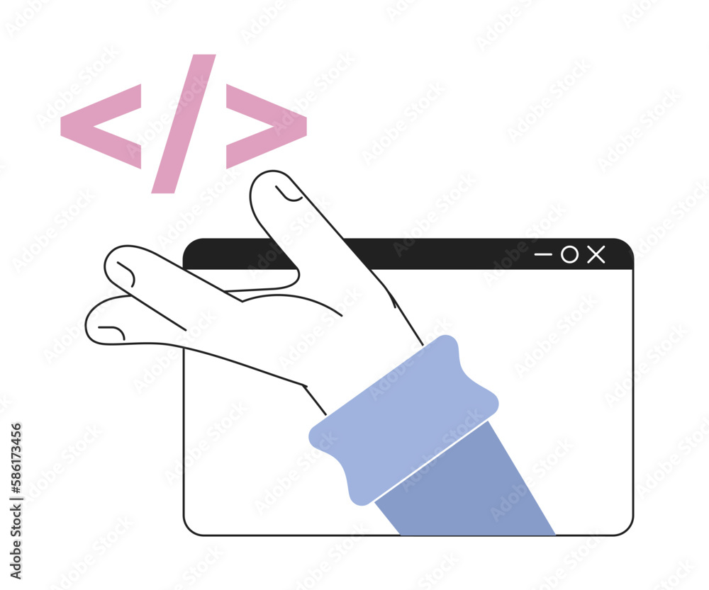 Poster source code of website line concept vector spot illustration. editable 2d flat cartoon object with h