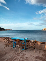 coffee table with mesmerizing view seaside
