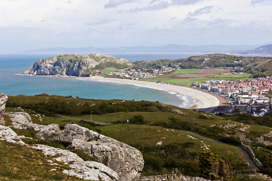 Overlooking the Parade at Llandudno and the Little Orme, Creuddyn peninsula, North Wales