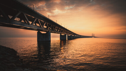 The Oresund Bridge is a combined motorway and railway bridge between Sweden and Denmark (Malmo and Copenhagen)