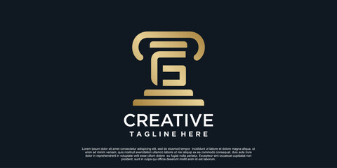 Letter G logo design of justice unique concept Premium Vector