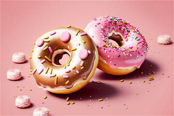 Happy donut day, sweety donuts. appetizing donuts with colorful sprinkles. National Donut Day in June and November. Generated ai.