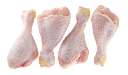 raw chicken legs isolated on white background