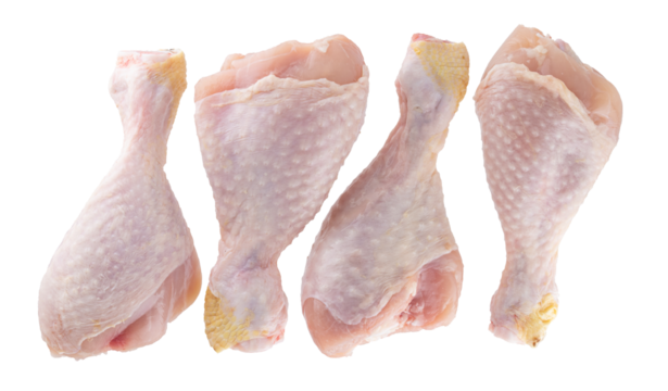 raw chicken legs isolated on white background