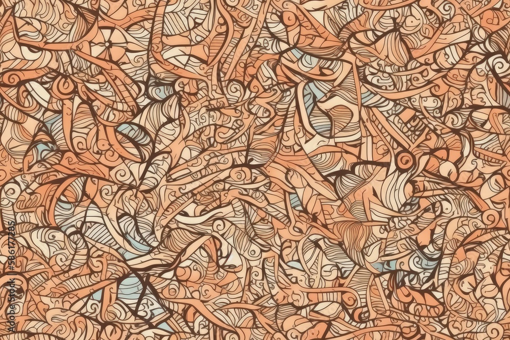 Poster abstract composition of geometric shapes and forms created with generative ai technology
