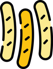 Grilled sausages icon. Outline Grilled sausages vector icon for web design isolated on white background color flat