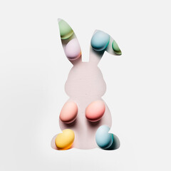 Easter bunny shape with colorful eggs