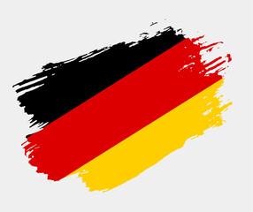 Artistic grunge brush flag of Germany isolated on white background. Elegant texture of national country flag