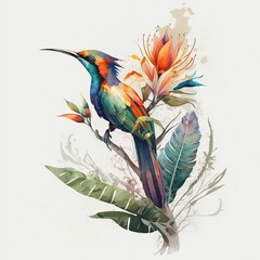 Tropical bird of paradise. Generative AI