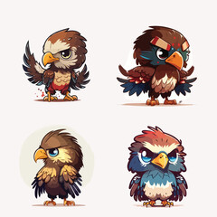 Set of eagle watercolor art illustration vector design