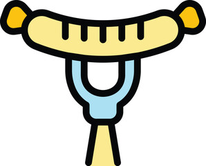 Grilled salami icon. Outline Grilled salami vector icon for web design isolated on white background color flat