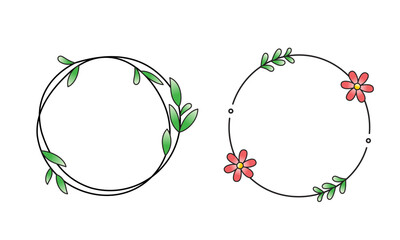 Floral and leafy frames vector illustration. Design element