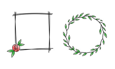 Floral and leafy frames vector illustration. Design element