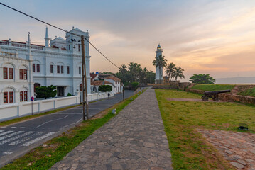 Meeran Mosque and Galle lighthouse in Sri Lanka