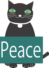 peaceの看板を持った猫ジェミアン
