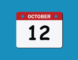 12th October calendar icon. October 12 calendar Date month icon vector illustrator.