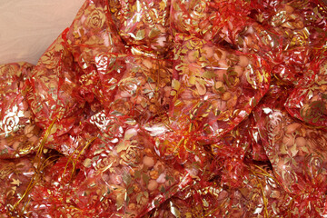 bright red nut packets photo