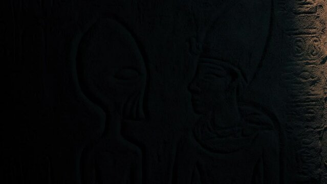 Alien And Pharaoh Wall Art In Flashlight
