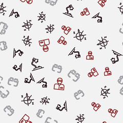 Set line Table lamp, Trigonometric circle, Glasses and Teacher on seamless pattern. Vector