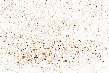 Obraz na płótnie Canvas Coffee Color Paint Splatter. Texture Isolated on White Background. Chocolate Shades Confetti. Splash Silhouette. Colorful Design Elements. Vector Illustration, EPS 10.