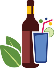 Cocktail and mocktails, fruit juices and alcoholic drinks.