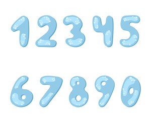 A set of numbers from 0 to 9. Bubble text. Vector illustration on a white background