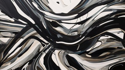 Liquid black and white abstract art  generative ai