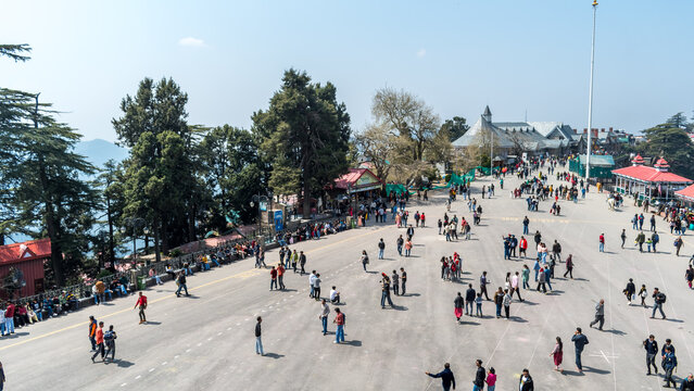 The Ridge road is a large open space, located in the center of Shimla, the capital city of Himachal Pradesh, India