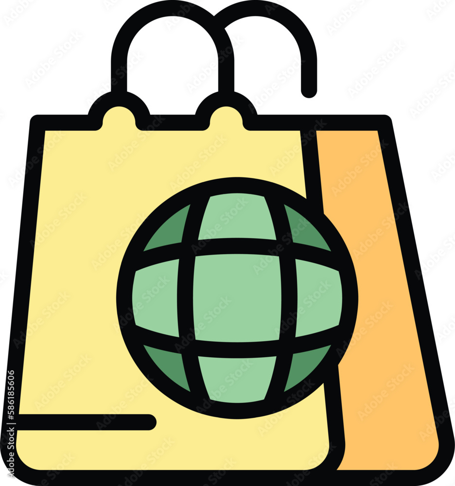 Poster global shopping order icon. outline global shopping order vector icon for web design isolated on whi