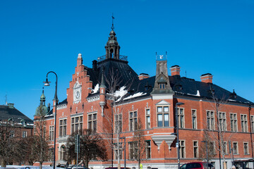 Obraz na płótnie Canvas Umea, Sweden - March 26 2023: Umea Town Hall, beautiful architecture style building.