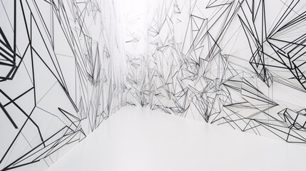 White modern space with black lines generative ai