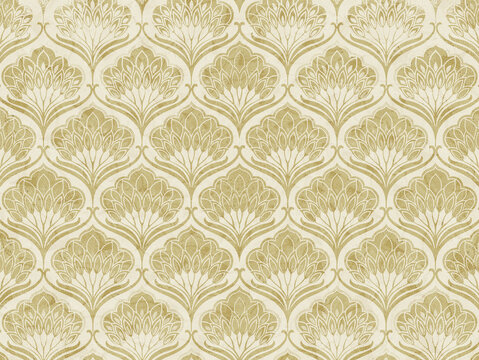 Old paper with vintage motif Art Nouveau pattern. Sepia tones. 
