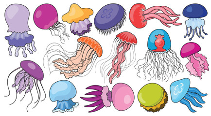 Jellyfish vector color icon. Isolated color set icon medusa.Vector illustration jellyfish on white background .