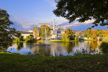 Autumn in Riga, view of the city channel