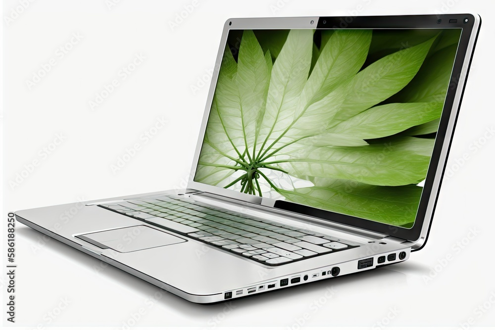 Poster isolated laptop with empty space on white background created with generative ai technology