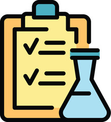 Flask test icon. Outline Flask test vector icon for web design isolated on white background color flat