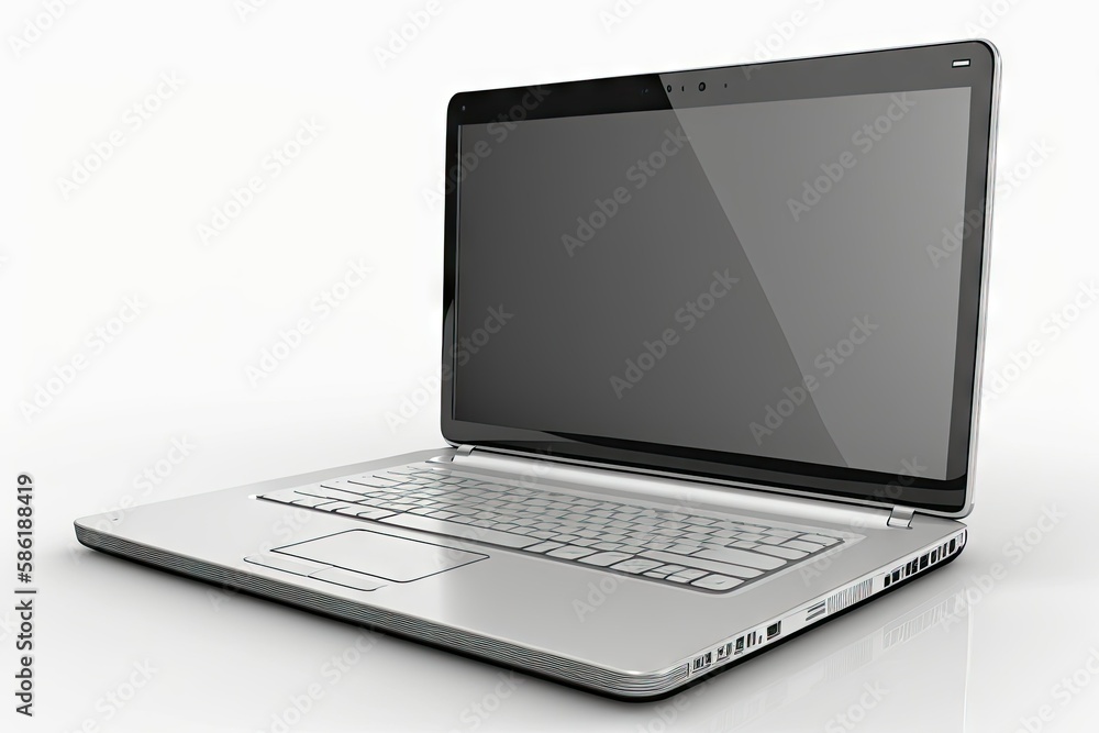 Poster isolated laptop with empty space on white background created with generative ai technology