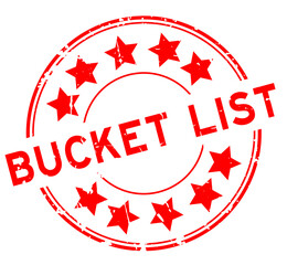 Grunge red bucket list word round rubber seal stamp on white background © bankrx