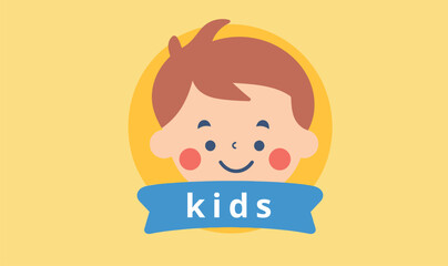 Kids logo mascot logo design illustration - obrazy, fototapety, plakaty