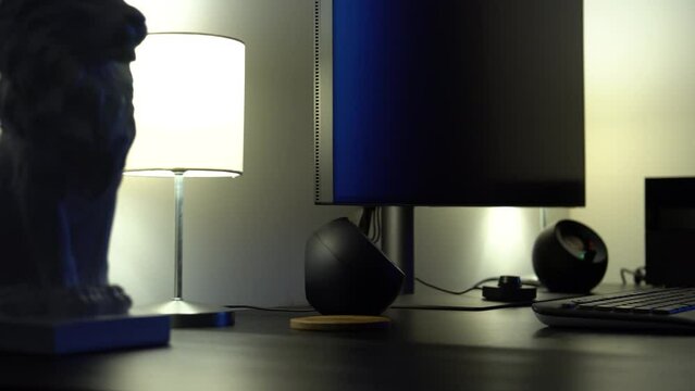 A desktop computer setup on an office table - closeup