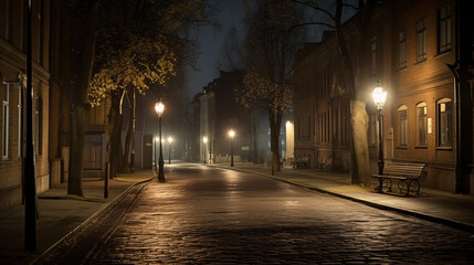 Fototapeta na wymiar night street in the city generative ai