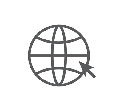globe network and mouse click arrow vector icon