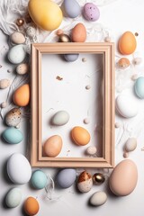 Wooden frame with colorful easter eggs.