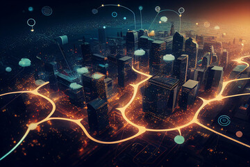 Obraz na płótnie Canvas AI-generated high-tech city illustration